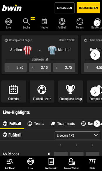 bwin Sportwetten App