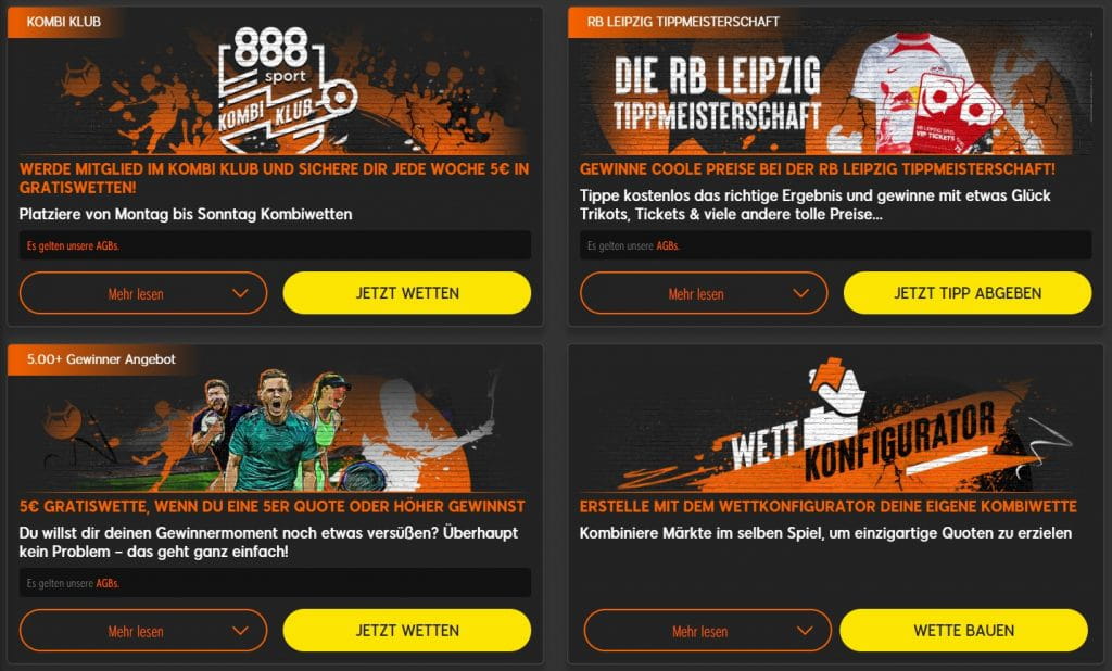 Auswahl der 888sport Bonus Angebote