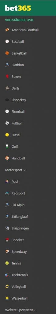 Das Wettangebot von bet365
