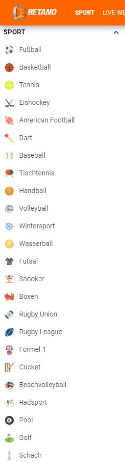 Das Wettangebot bei Betano