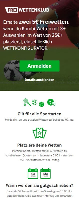 Betway Freiwetten Bonus Angebot